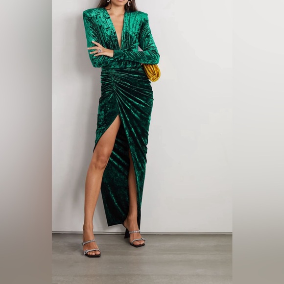 Alexandre Vauthier Ruched stretch-velvet maxi dress size 44
